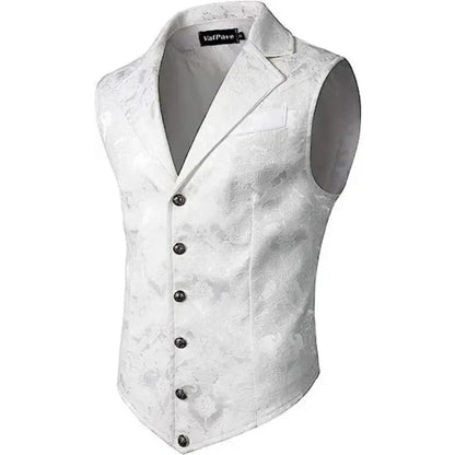 Men Suit Vests Steampunk Gothic Printed Turn Down Collar Waistcoat Male Slim Sleeveless Stage Party Casual Vests