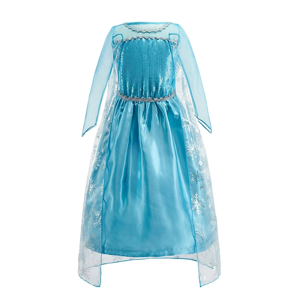 Children Anna Elsa Dress Girls Princess Cosplay Costume Kids Snow Queen Sequined Elegant Dress Girl Christmas Carnival Clothes