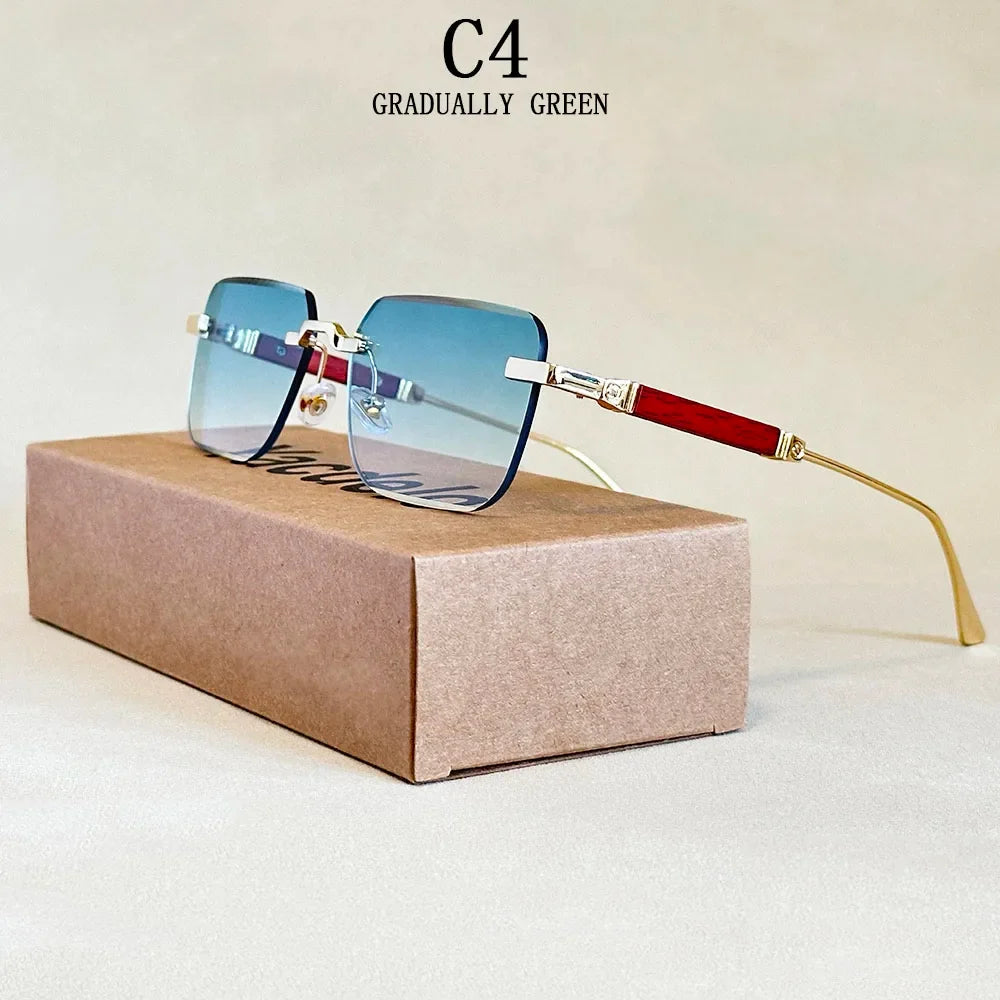 Vintage Square Sunglasses For Men Rimless Sunglasses Women Trendy Retro Fashion Glasses Gafas De Sol Hombre Lunette Soleil Femme