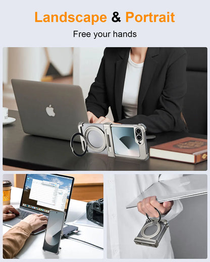 Eary for Samsung Galaxy Z Flip 7 6 Case for MagSafe 360°Rotatable Magnetic Kickstand Wireless Charging Anti Scratch Phone Cover