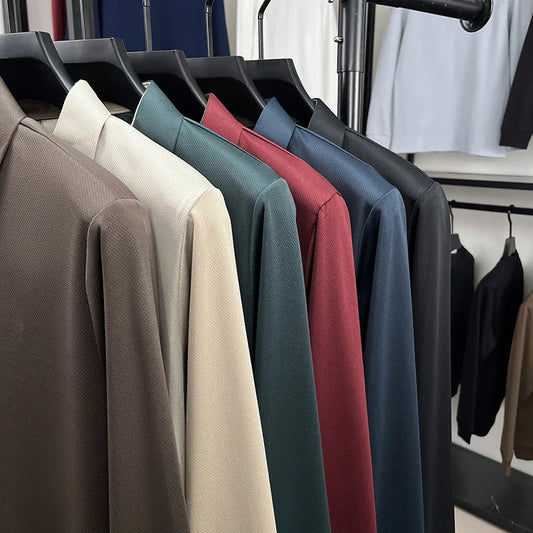 Autumn Hot Sales New Men's Polo Shirt High Quality Lapel Exquisite Print Long Sleeve T-Shirt Wrinkle Resistant Business Menswear