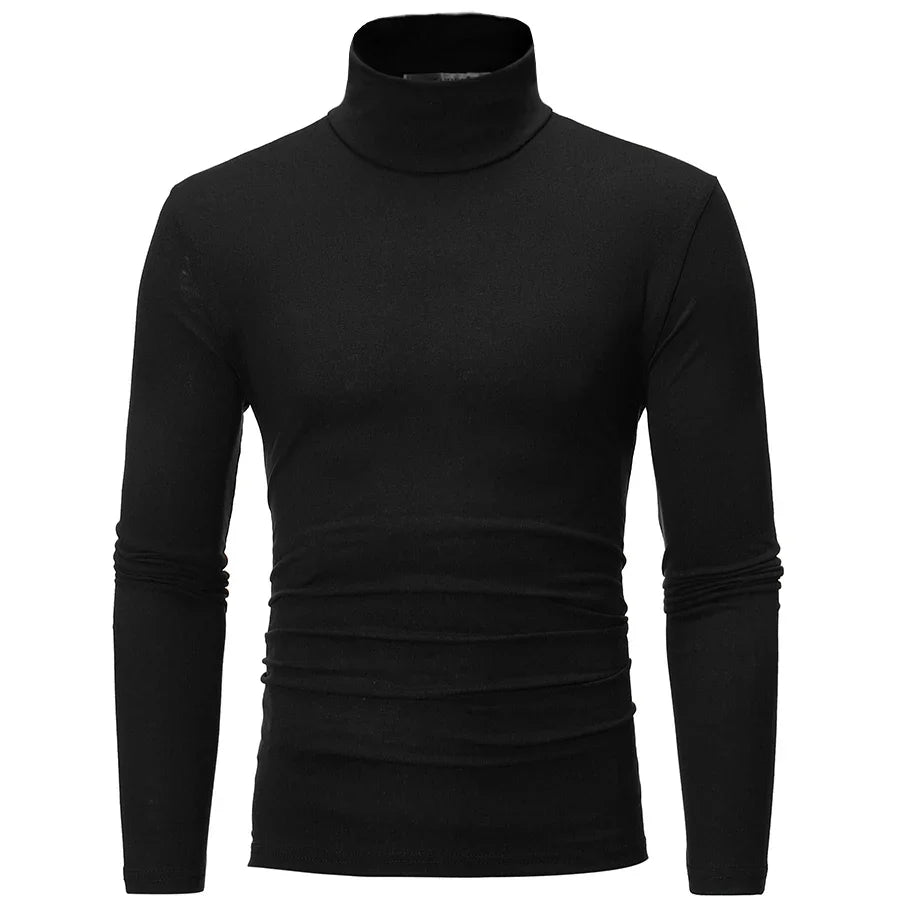 2pcs Men Thin Warm Tops Men's Autumn Long-sleeved Thermal Underwer Male High Collar Fashion T-shirt
