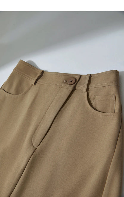 Minimalist Autumn New Commuter Asymmetrical Oblique Placket Split Skirt Non Ironing Anti Wrinkle A Shape Skirt 12551003