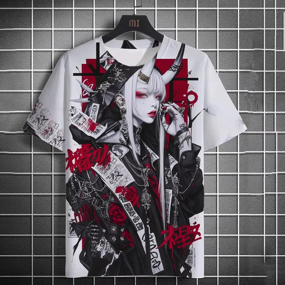 Japanese Anime Girl 3D Print Sports Breathable Men T Shirt Harajuku Kawaii Y2K Casual Street Short Sleeve Fashion Top