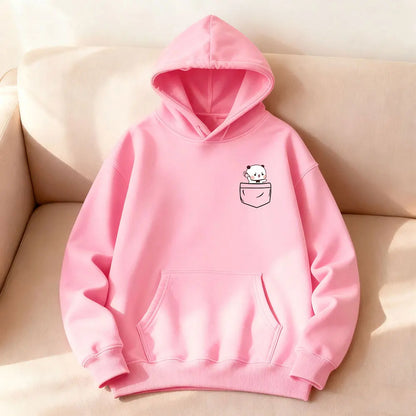 Matching Bubu Dudu Bear Pocket Couple Hoodies Anniversary Gift Clothing Cute Casual Daily Life Fall Winter Men Women Streetwear