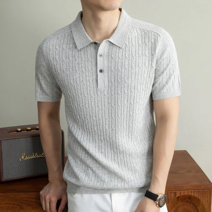 Summer Light Luxury Men's Polo Shirt Breathable Nut Flower Casual Collar Knitted Short Sleeve T-shirt for Men