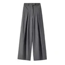 Women's Tailored Trousers Formal Solid High-waist Folds Twill Workwear Pockets Full-length Pants 2026 Spring 151K57704