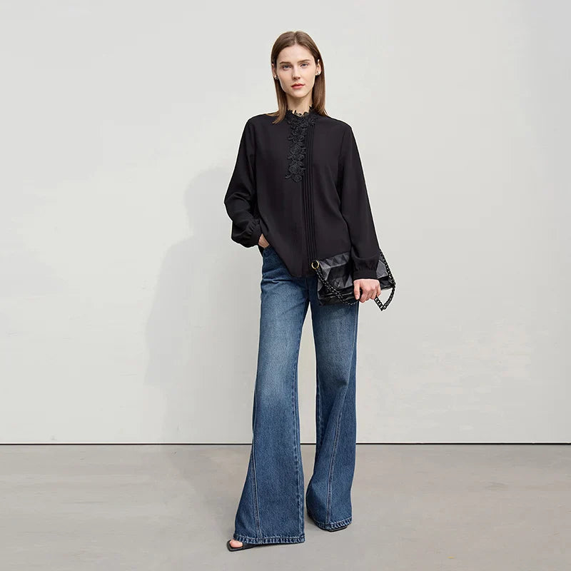 Women's Jeans 2026 Spring New Casual Cotton Denim Flared Long Pants Retro Loose Commuter Versatile Woman Trousers 12651025