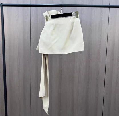 2026 Spring and Summer Design Sense Niche French Temperament Pleated Bow Streamer Hip Skirt for Women Ladies