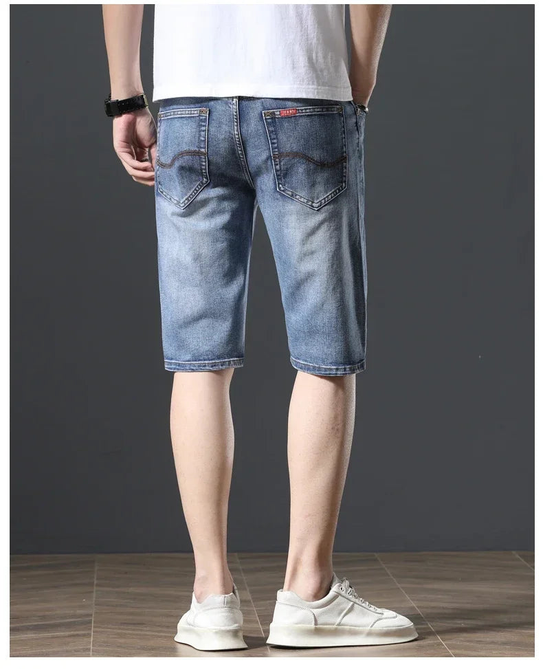 2025 Summer Brand Stretch Thin Bermuda Masculina Cotton Denim Jeans Jorts Men Knee Length Soft Ropa Hombre Shorts