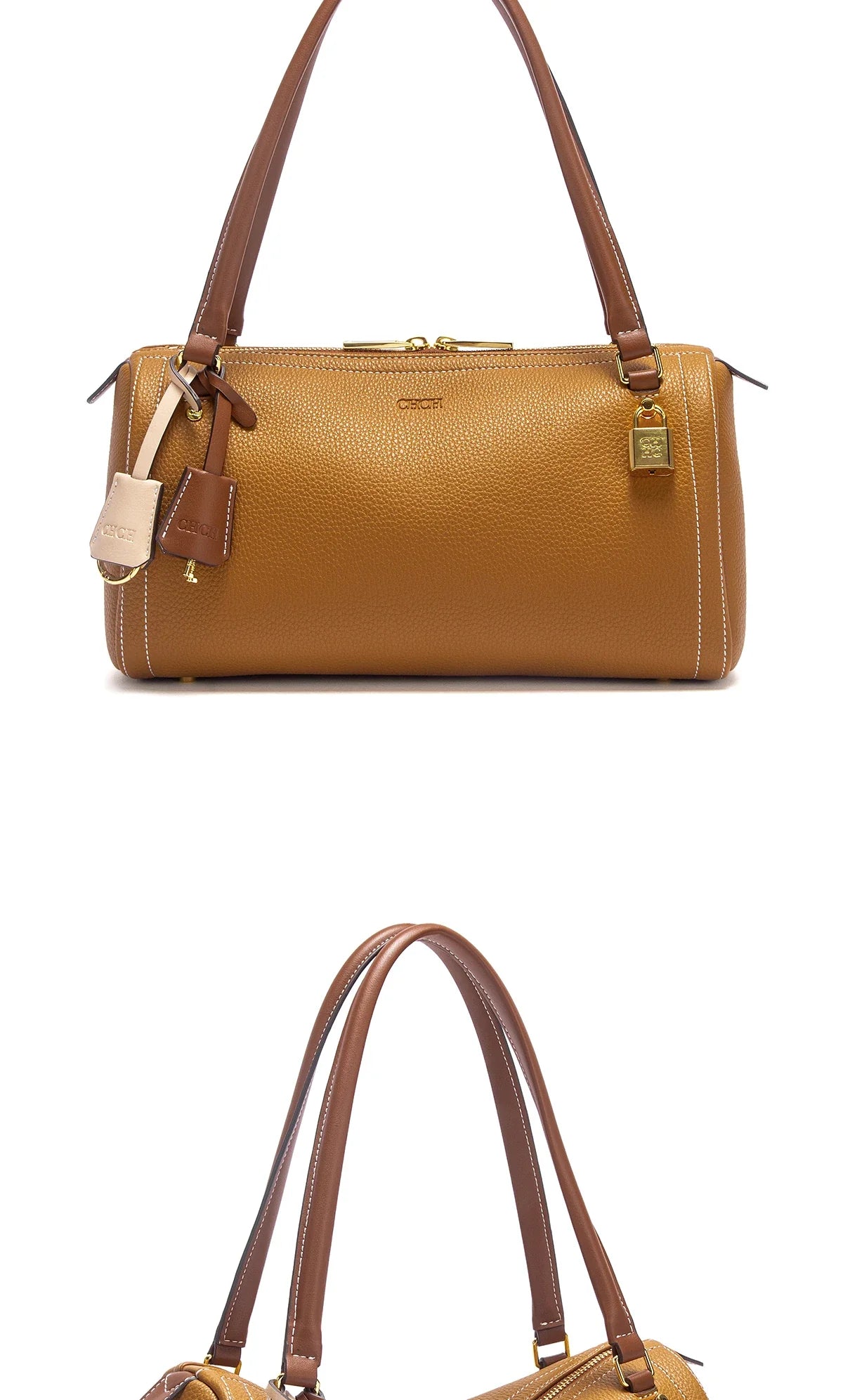 Fashionable Women's Boston Bag Autumn/Winter New Collection Simple Large Capacity Brown Shoulder Bag Texture Handbag