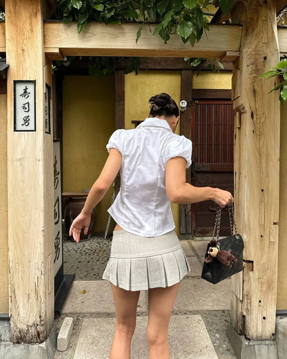 American Retro Pleated Mini Skirt Women Sexy Low Waist Summer Skirts Cool Girl Y2K saia