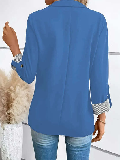 New women's casual and fashionable jacket with rolled sleeves and slim fit button up suit