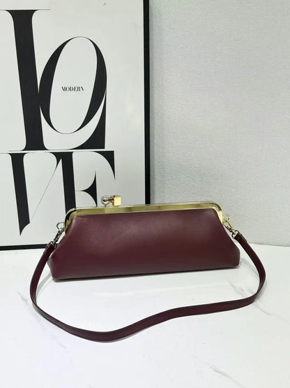 Fashion Long Clutch Bag for Women Luxury Designer Kiss Clip Handbags Luxury Pu Leather Underarm Shoulder Bags Trend Party Purses
