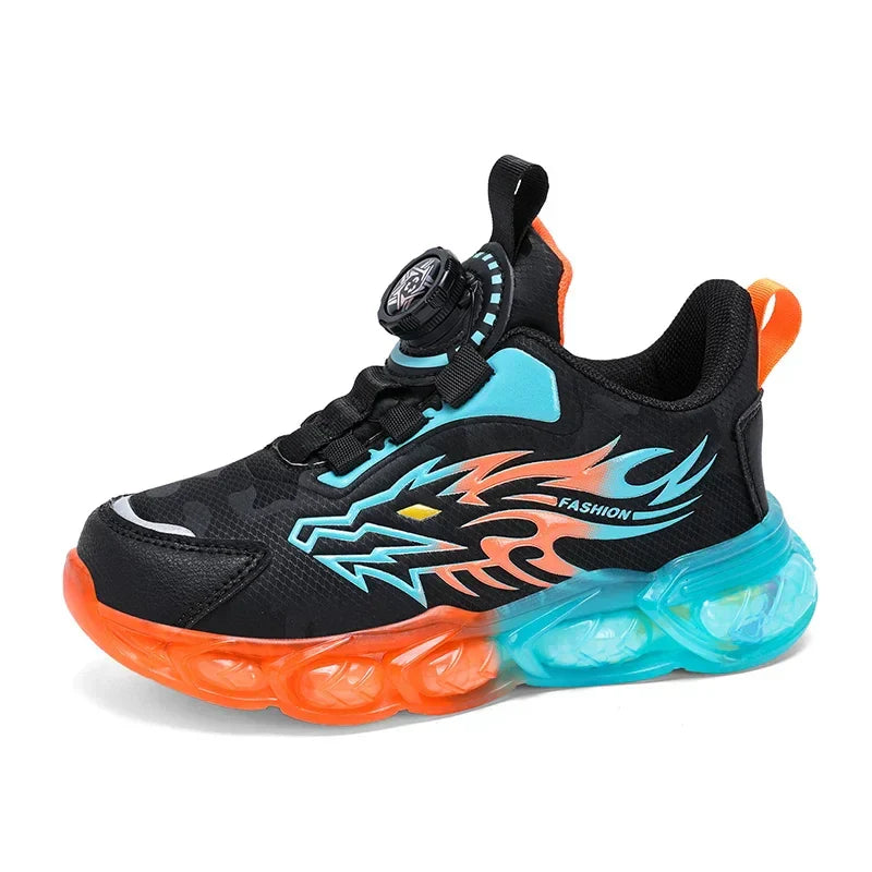 New Anti-skid Leather Kids Sneakers for Boys Running Walking Lightweight Casual Shoes With Fashion Dragon Pattern Shoes