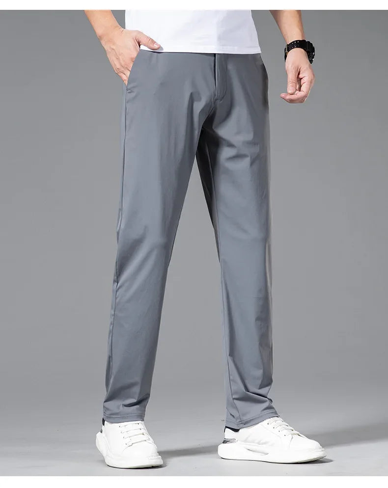 High Elastic Ultra-thin Casual Pants Men's Quick-drying Comfortable Soft Business Korean Spring Summer Trousers Brand Clothes