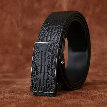 3.5CM Pure Cowhide High Quality Genuine Leather Belts for Men Strap Male Toothless Automatic Buckle Business Suit Trouser Belt