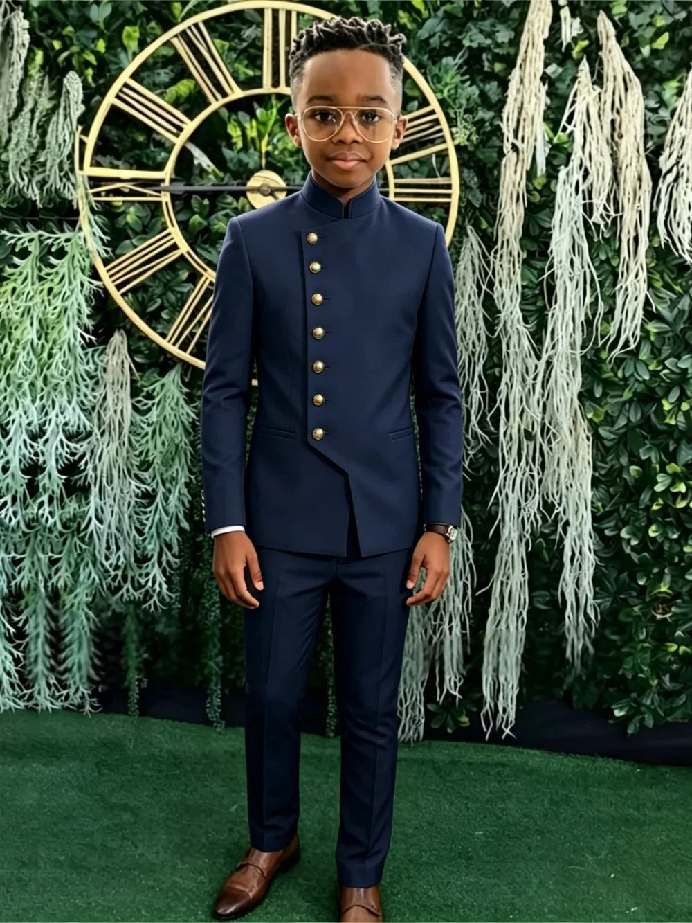 African Boys Suits 2 Pieces Jacket Pants Stage Performance Wear Classic Kids Regular Fit Suit Set Wedding Guest Wear