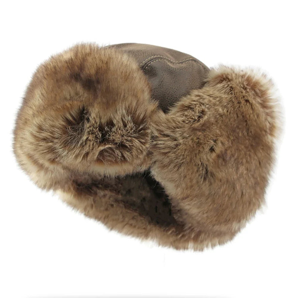 Bomber Hat New Thick Warm Men Women Russian Fur Hat Male Windproof PU Leather Ski Trapper Earflap Cap Winter Hat Ushanka