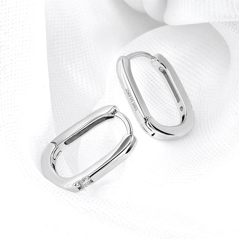 Each 2mm Moissanite Hoop Earrings for Women Square Classic Girls' Jewelry 100% 925 Sterling Silver Plated 18K Gold