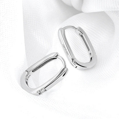 Each 2mm Moissanite Hoop Earrings for Women Square Classic Girls' Jewelry 100% 925 Sterling Silver Plated 18K Gold