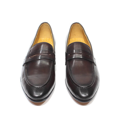 Mens Penny Loafers Leather Shoes Genuine Leather Elegant Wedding Party Casual Dress Shoes Brown Black Shoes for Men