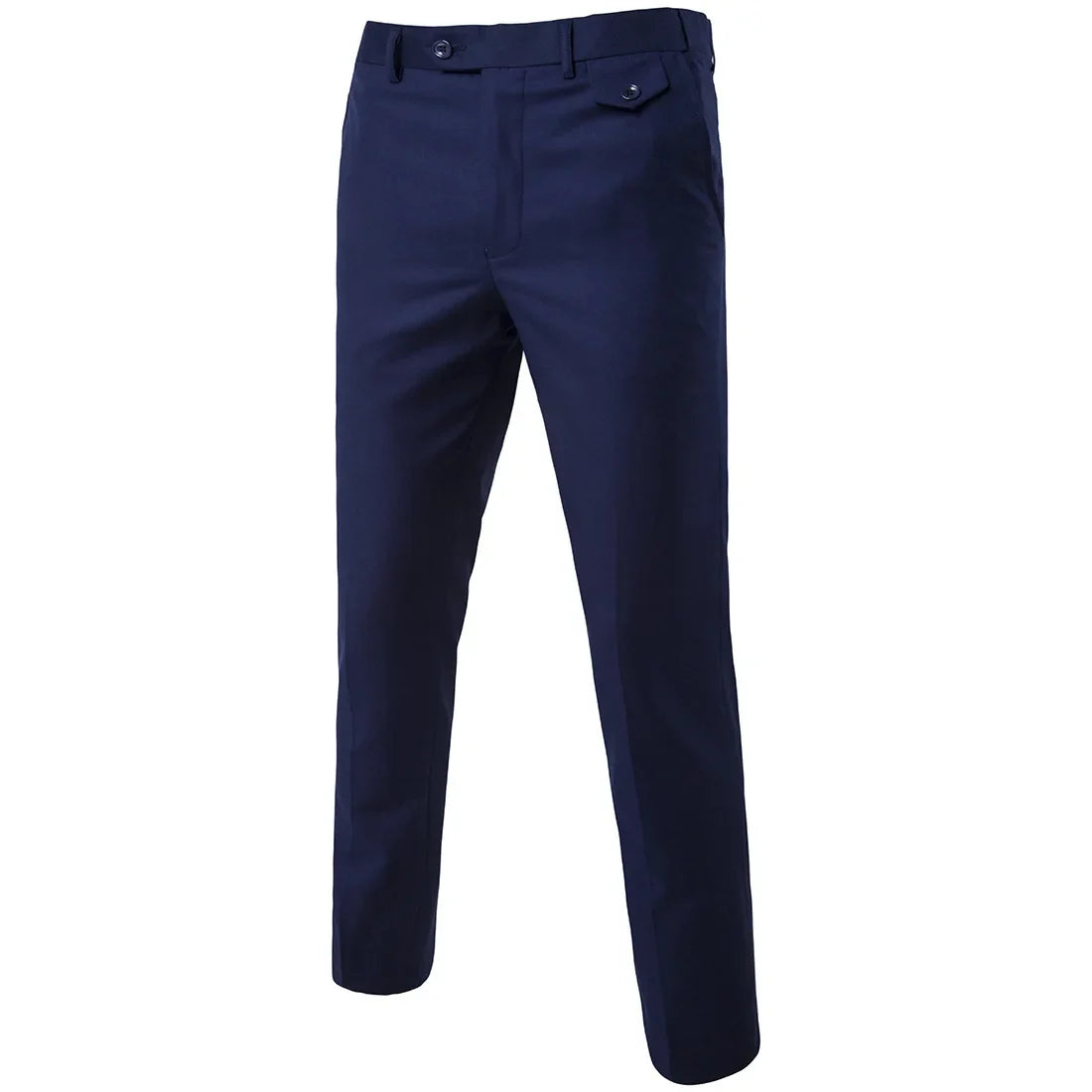 Mens Black Slim-Fit Suit Pants Business Casual Formal Trousers