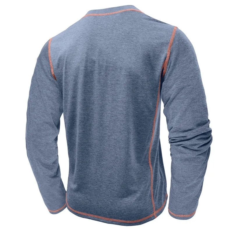 Men's Cotton Button Henley Neck Shirt Long Sleeve Casual Button Solid Color Fashion Streetwear Tops Tees T-Shirts Men Clothing