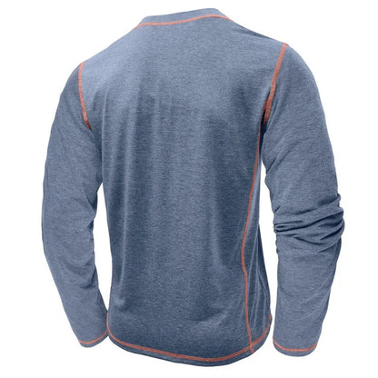 Men's Cotton Button Henley Neck Shirt Long Sleeve Casual Button Solid Color Fashion Streetwear Tops Tees T-Shirts Men Clothing