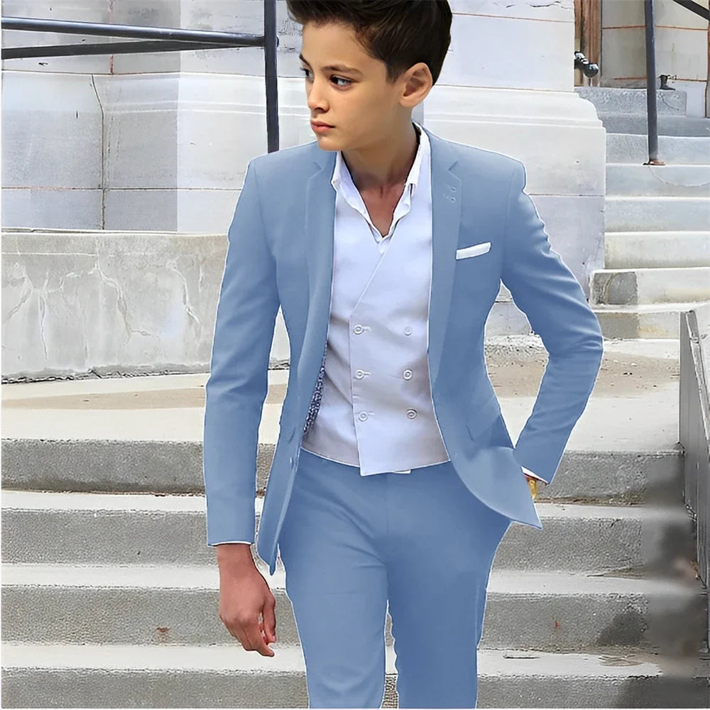 Formal Boys Slim Fit Suits 2 Pieces Birthday Party Tuxedo,Smart Handsome Kids Suit Set Wedding Guest Outfit Plus Size 2-20T