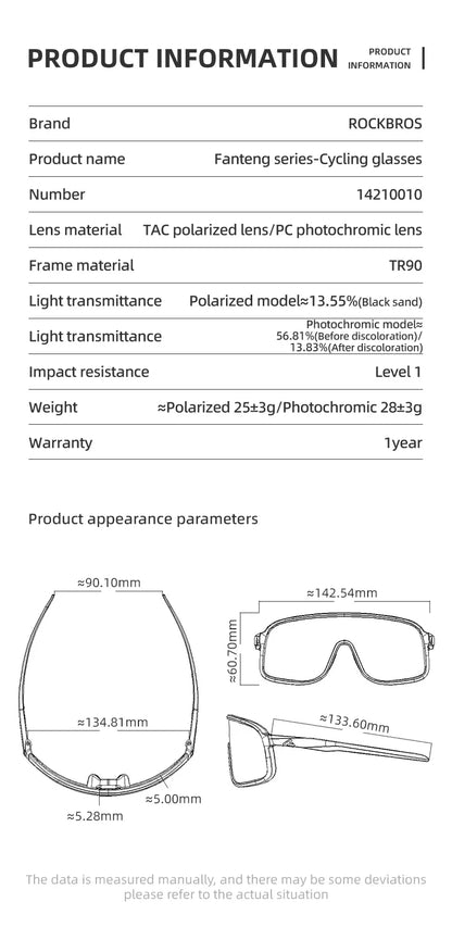 Cycling Glasses Goggles Polarized/Photochromic Sunglasses Sport Big frame Eyewear UV400 Sun Protection with 2 Lens