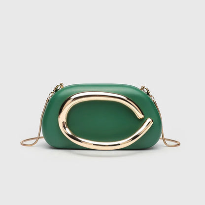 Classic round Box Handheld Dinner Bag Miniature Retro Metal Handle Chain Shoulder Strap Crossbody Bag Street Trend Hard PU Bag