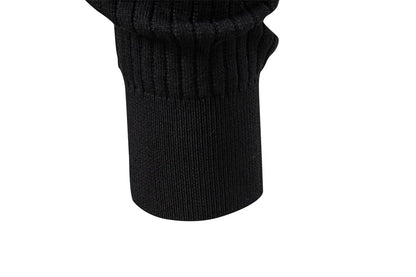 Button Placket Polo Shirt Men Ribbed Stripe Long Sleeve Contemporary Fit Minimalist Autumn Winter Premium Business Top