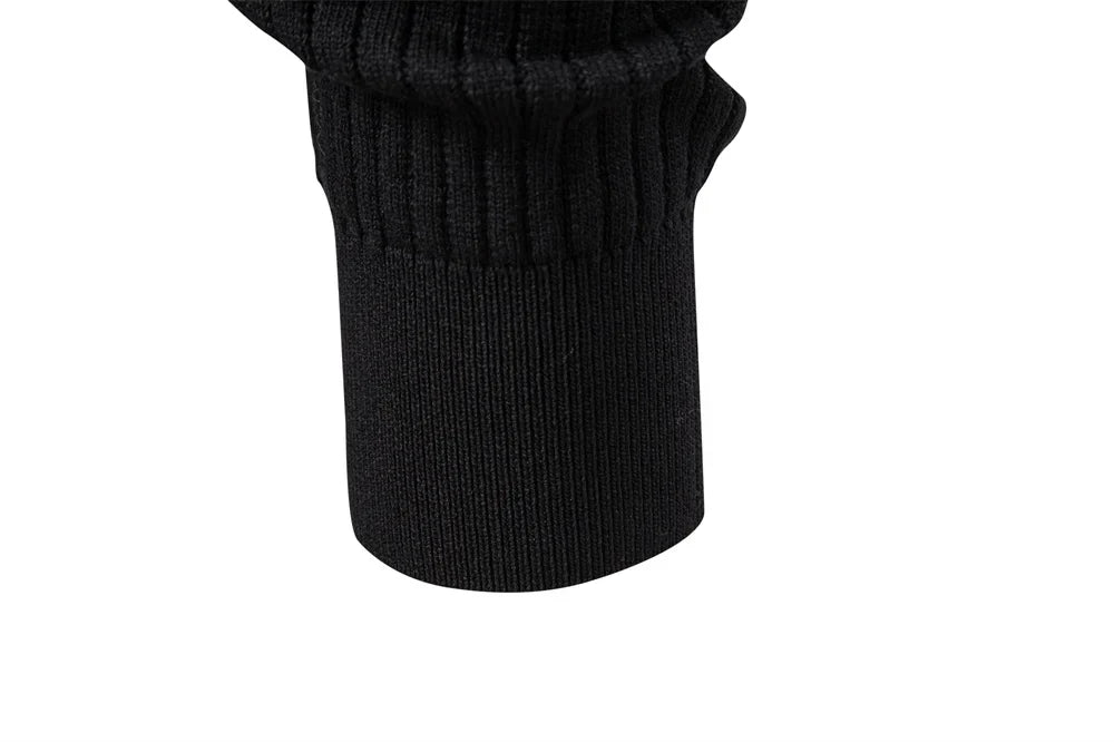 Button Placket Polo Shirt Men Ribbed Stripe Long Sleeve Contemporary Fit Minimalist Autumn Winter Premium Business Top