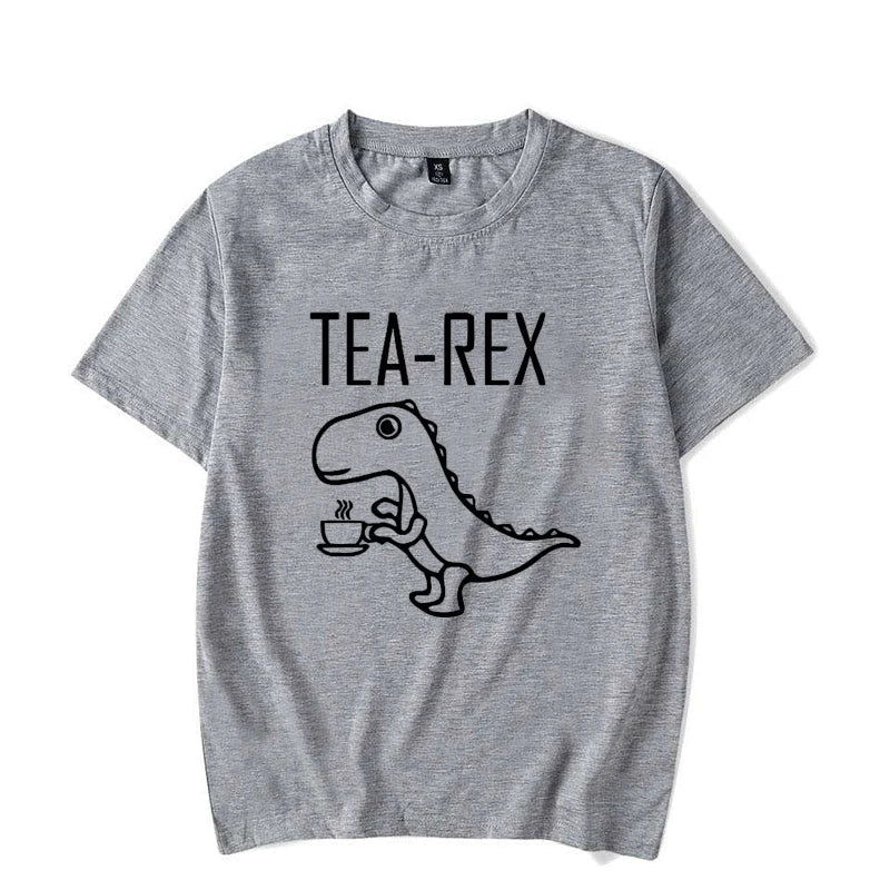 Men Women T-Shirts Tea Rex Funny Dinosaur Drink Coffee T Shirts Fashion Casual TShirt High Quality Streetwear Tops Tee Shirt