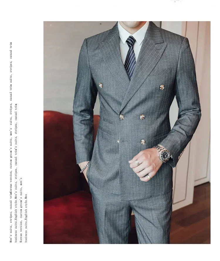 27 Colors ( Blazer + Vest + Pants ) Boutique Fashion Plaid Formal Office Business Mens Suit Three Pieces Groom's Wedding Dress