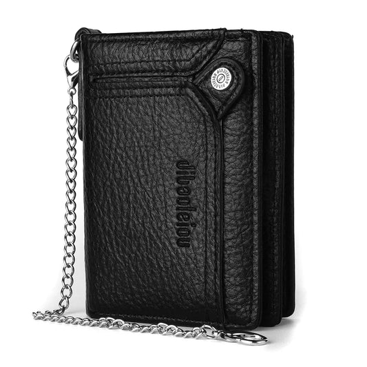 1 portefeuille multifonctionnel neuf pour homme, grande capacité, porte-cartes de crédit, bourse en cuir PU avec chaîne