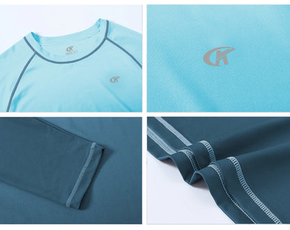 Summer Men's Long Sleeve T-Shirt UPF 50+ Rash Guard Gradient Shirt for Sport Fishing Hiking Workout Outdoor Pullover Shirt