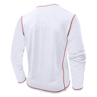 Men's Cotton Button Henley Neck Shirt Long Sleeve Casual Button Solid Color Fashion Streetwear Tops Tees T-Shirts Men Clothing