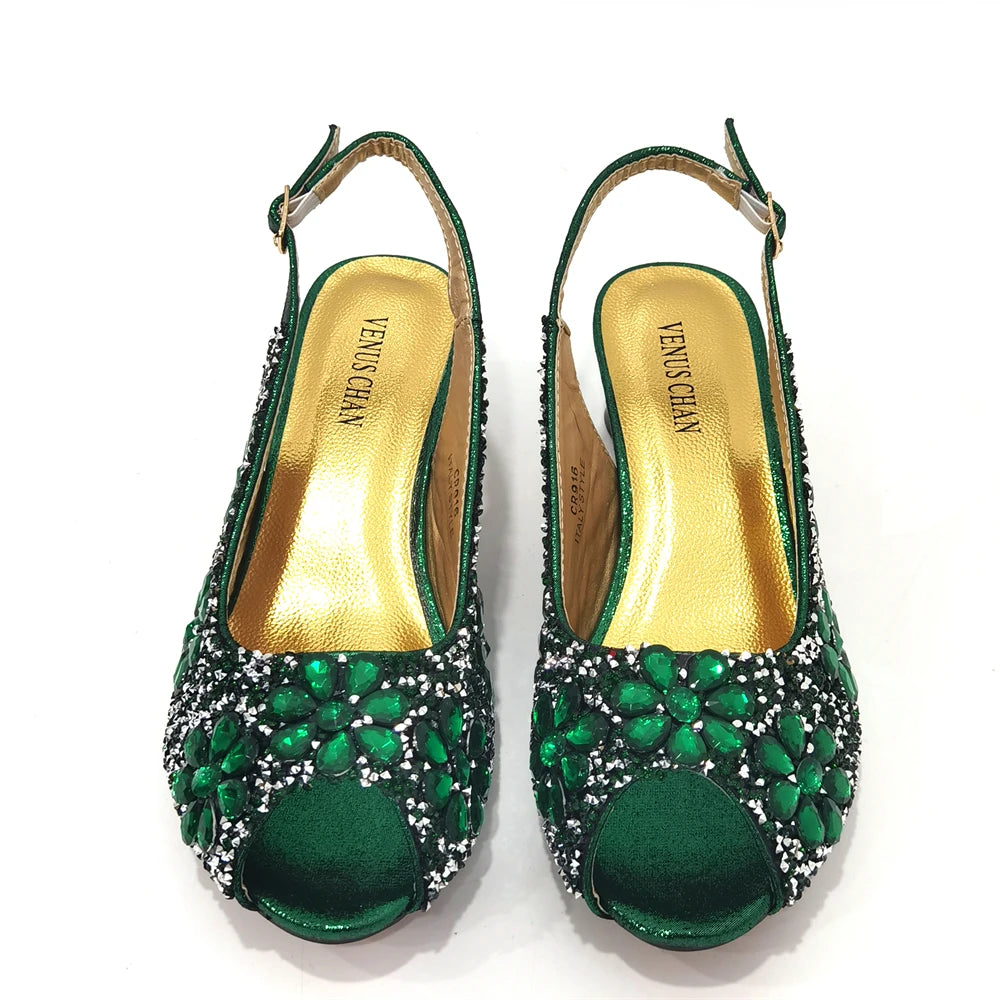 Summer Sandals for Party and Weddings Peep-Toe Bridal Shoes Women 2023 Comfortable Shoes and Bag Set for Lady