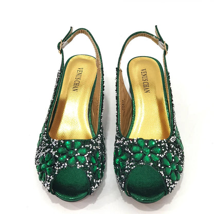 Summer Sandals for Party and Weddings Peep-Toe Bridal Shoes Women 2023 Comfortable Shoes and Bag Set for Lady