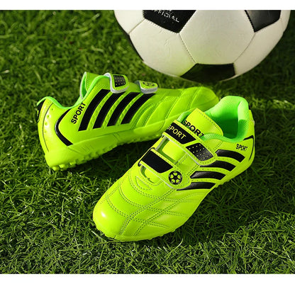 Green Children Turf Soccer Shoes Cheap Football Cleats Training Football Boots Kids Futsal Shoes Sneaker for Boy botas de fútbol