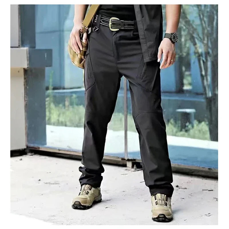 Men's Tactical Cargo Pants Military Style Joggers with Multiple Pockets Outdoor Elastic Waist for Spring Autumn Hiking Camping