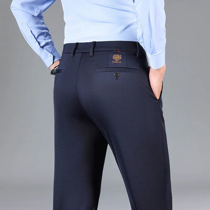 High Quality Summer Thin Embroidery Suit Pants Men Straight Classic Business Work Long Formal Trousers Male Plus Size 29-40 42