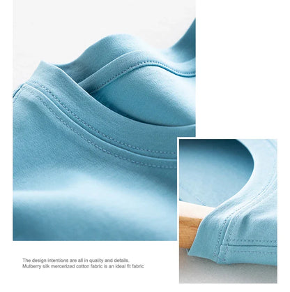 6% Real Silk Cotton Modal Women's T-shirt 2026 Summer Tees Short Sleeve Solid Tee Shirts V-neck Casual Woman Basic T shirt Tops