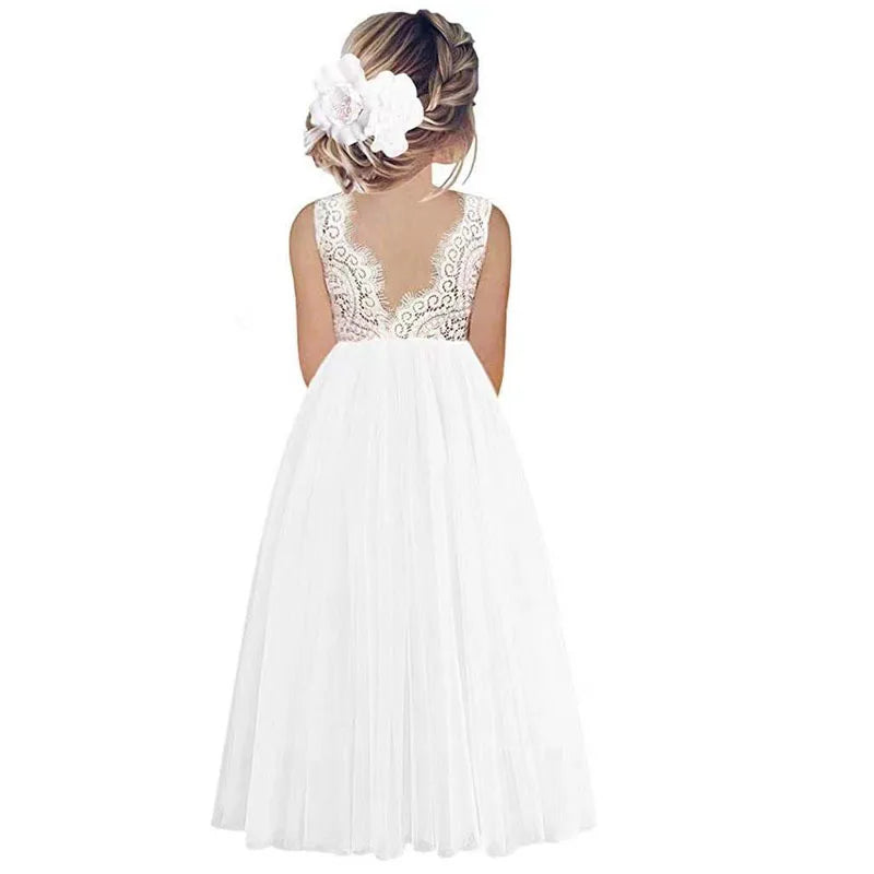 Princess Party Lace Flower Girl Dress Baby Kids Summer Wedding Birthday Dresses Children Clothing 2 4  6 8 10 12 14