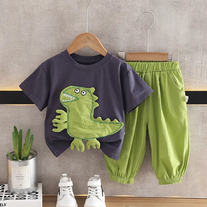 New Summer Baby Boys Cartoon Short Sleeve T-shirt+Shorts Sets Infant Kids Fashion Clothing Outfits Children Clothes Sports Suits