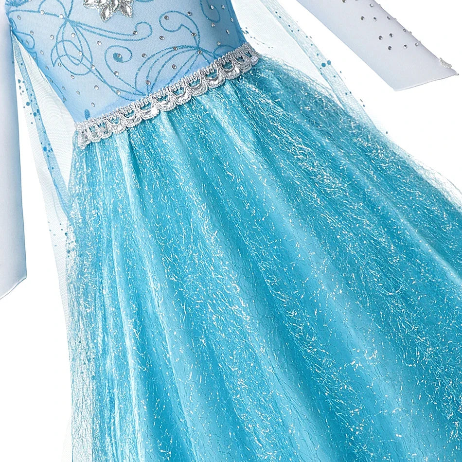 Elsa Snow Queen Princess Girls LED Light Up Dress Halloween Carnival Clothing Party Kids Cosplay Children Costume