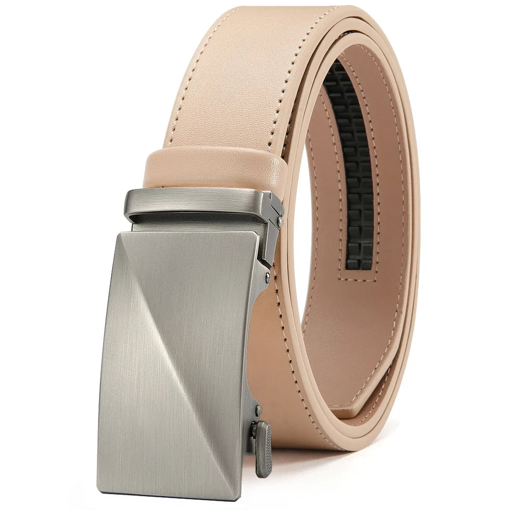 Brand Leather Belts for Men 115cm-135cm Automatic Belt with Ratchet Strap Top Quality Belts Luxury Belts for Men