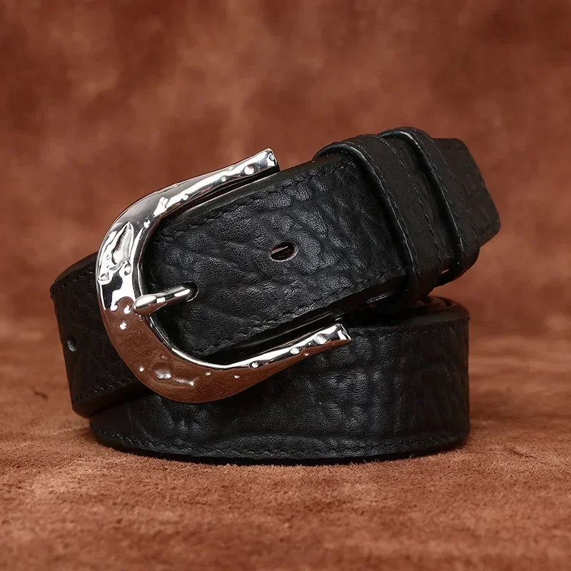 3.8cm Pure Cowskin Men Belt High Quality Genuine Leather Stainless Steel Buckle Strap Male Jeans Luxury Designer Belts for Man